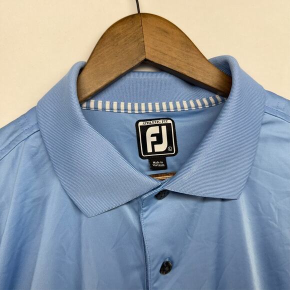 Footjoy Polo Shirt Men's Large Blue Athletic Fit Performance Walnut Creek Golf - Picture 1 of 10